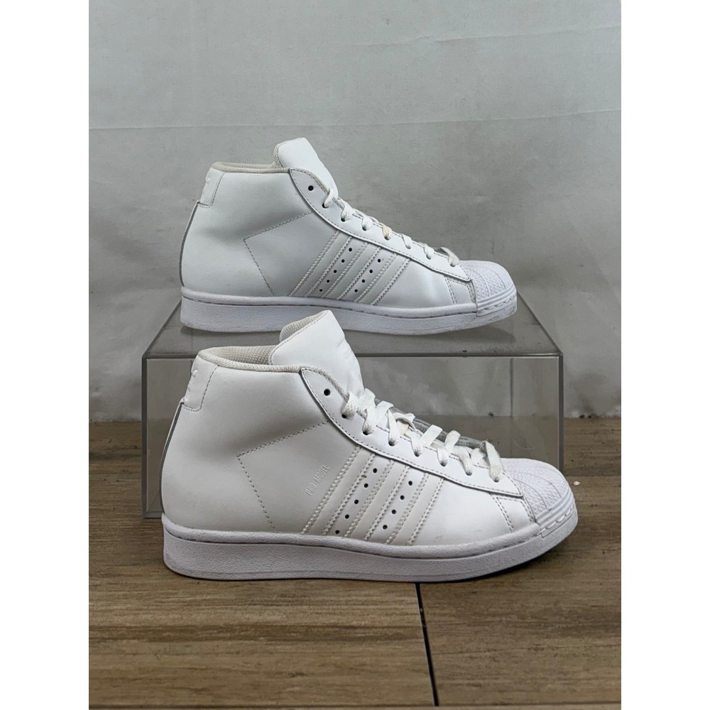 Adidas Pro Model High Top Sneakers White Leather Shell Toe Men 5.5Y FY1854